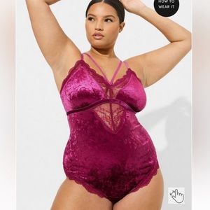 Torrid Velour lace triangle body suit